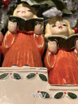 Vtg Christmas Ucagco Figurines Choir Flocked Robes Girls & Boys Decor-RARE SET