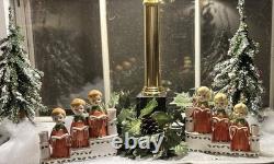 Vtg Christmas Ucagco Figurines Choir Flocked Robes Girls & Boys Decor-RARE SET