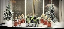 Vtg Christmas Ucagco Figurines Choir Flocked Robes Girls & Boys Decor-RARE SET