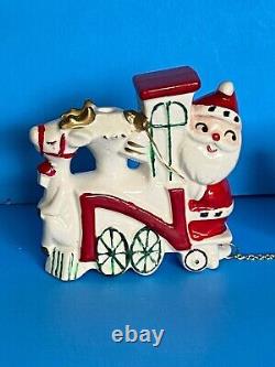 Vtg Commodore Christmas Chained NOEL Train Santa Deer Figurine Japan Napco withBOX