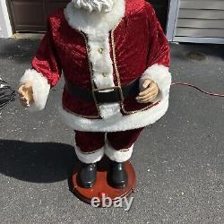 Vtg GEMMY 4' Tall ANIMATED SINGING & DANCING SANTA CLAUS with Box Christmas #15434