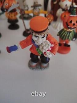 Vtg Halloween Lot Of 15 Small Figurines Witches Pumpkins Ghosts Black Cats