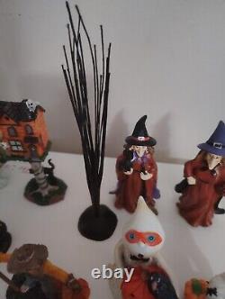 Vtg Halloween Lot Of 15 Small Figurines Witches Pumpkins Ghosts Black Cats