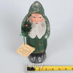 Vtg Ino Schaller Santa Claus Candy Container Green Belsnickle Paper Mache 10.5