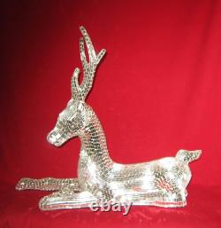 Vtg JOBI Reindeer Statue Mosaic Glass Mirror Art Deco Brazil Artist 21x17.5