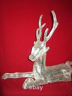 Vtg JOBI Reindeer Statue Mosaic Glass Mirror Art Deco Brazil Artist 21x17.5