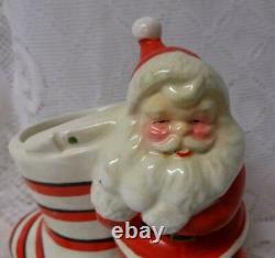 Vtg Japan Christmas Santa Stocking Porcelain Planter Candy Jar Holder Figure