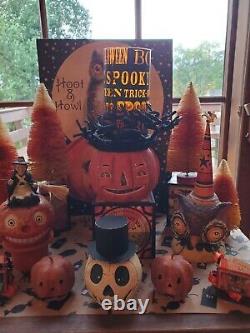 Vtg? Johanna Parker? Bethany Lowe Inspired? Halloween? Pumpkin Head Candle Holder