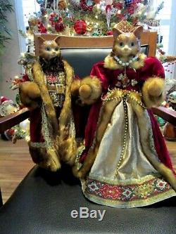 Vtg Katherine's Collection Wayne Kleski VGC Victorian Cat Dolls Royal Couple 18