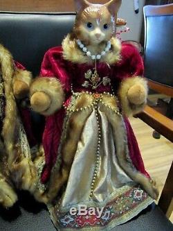 Vtg Katherine's Collection Wayne Kleski VGC Victorian Cat Dolls Royal Couple 18