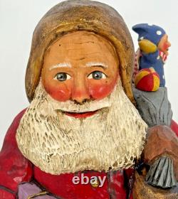Vtg Leo Smith Large Folk Art Santa Claus Figurine Holding Tree Sack Cookies #547
