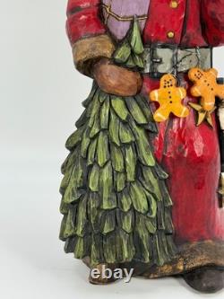 Vtg Leo Smith Large Folk Art Santa Claus Figurine Holding Tree Sack Cookies #547