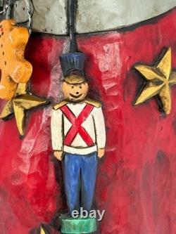 Vtg Leo Smith Large Folk Art Santa Claus Figurine Holding Tree Sack Cookies #547