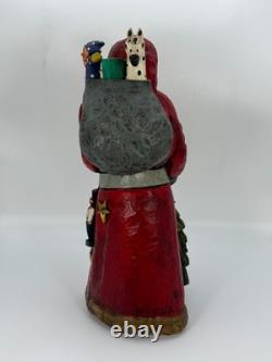 Vtg Leo Smith Large Folk Art Santa Claus Figurine Holding Tree Sack Cookies #547