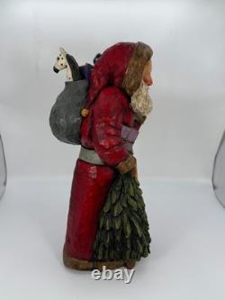 Vtg Leo Smith Large Folk Art Santa Claus Figurine Holding Tree Sack Cookies #547
