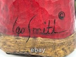 Vtg Leo Smith Large Folk Art Santa Claus Figurine Holding Tree Sack Cookies #547