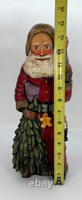 Vtg Leo Smith Large Folk Art Santa Claus Figurine Holding Tree Sack Cookies #547