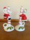 Vtg Lipper Mann Ceramic Christmas Candles With Santa & Mrs Claus Salt Pepper Japan