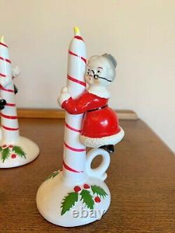 Vtg Lipper Mann ceramic Christmas candles with Santa & Mrs Claus salt pepper Japan