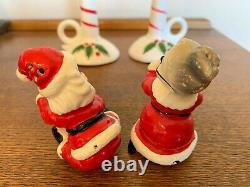 Vtg Lipper Mann ceramic Christmas candles with Santa & Mrs Claus salt pepper Japan