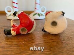 Vtg Lipper Mann ceramic Christmas candles with Santa & Mrs Claus salt pepper Japan