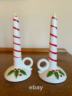 Vtg Lipper Mann ceramic Christmas candles with Santa & Mrs Claus salt pepper Japan