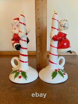 Vtg Lipper Mann ceramic Christmas candles with Santa & Mrs Claus salt pepper Japan