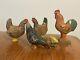 Vtg Lot Handcarved Painted Christmas German Erzgebirge Rooster Chicken Chick