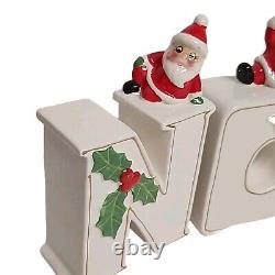 Vtg Mr. Christmas Noel Letters With Santa Figurines Porcelain Original Box EUC