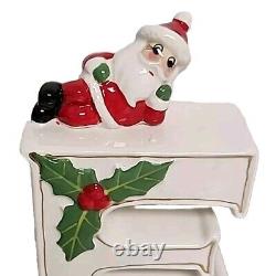 Vtg Mr. Christmas Noel Letters With Santa Figurines Porcelain Original Box EUC