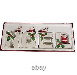 Vtg Mr. Christmas Noel Letters With Santa Figurines Porcelain Original Box EUC