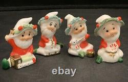 Vtg Napcoware 1960's Taiwan Christmas Elves Set/4 Figurines Excellent Condition