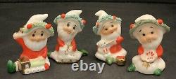 Vtg Napcoware 1960's Taiwan Christmas Elves Set/4 Figurines Excellent Condition