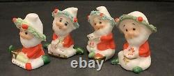 Vtg Napcoware 1960's Taiwan Christmas Elves Set/4 Figurines Excellent Condition