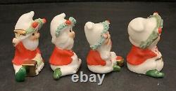 Vtg Napcoware 1960's Taiwan Christmas Elves Set/4 Figurines Excellent Condition