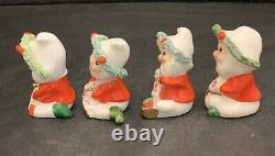 Vtg Napcoware 1960's Taiwan Christmas Elves Set/4 Figurines Excellent Condition