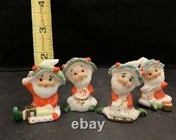 Vtg Napcoware 1960's Taiwan Christmas Elves Set/4 Figurines Excellent Condition