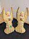 Vtg. Pair Hard Plastic Large Light Up Christmas Angels