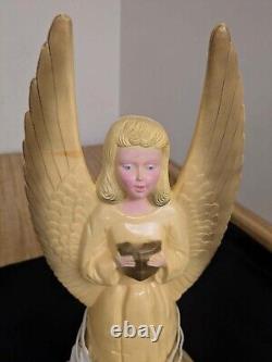 Vtg. Pair hard plastic large light up Christmas angels