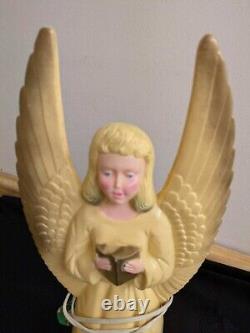 Vtg. Pair hard plastic large light up Christmas angels