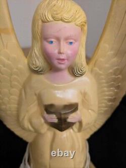 Vtg. Pair hard plastic large light up Christmas angels