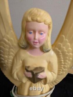 Vtg. Pair hard plastic large light up Christmas angels