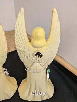 Vtg. Pair hard plastic large light up Christmas angels