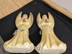 Vtg. Pair hard plastic large light up Christmas angels