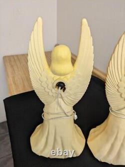 Vtg. Pair hard plastic large light up Christmas angels