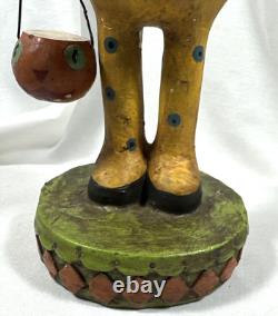 Vtg Paper Mache Lot Of 2 Halloween Black Cat Figurines Pumpkin Spider & Basket