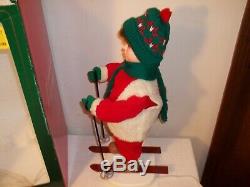 Vtg RARE SANTA'S BEST ANIMATED CHRISTMAS SNOW SKI BOY IN BOX 21 Tall Working