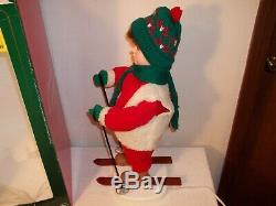 Vtg RARE SANTA'S BEST ANIMATED CHRISTMAS SNOW SKI BOY IN BOX 21 Tall Working