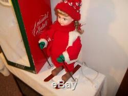 Vtg RARE SANTA'S BEST ANIMATED CHRISTMAS SNOW SKI GIRL IN BOX 21 Tall Working