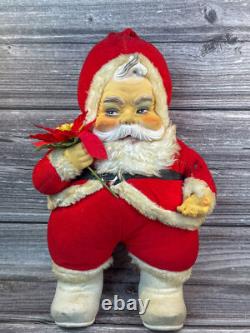 Vtg Rushton Coca-Cola Santa Claus Doll White Boots Plush Rubber Face 1950s